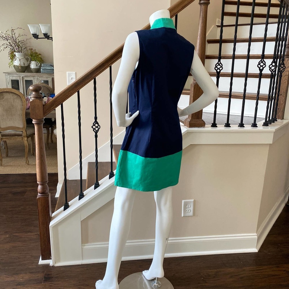 NWT SAIL TO SABLE Sleeveless Navy and Kelly Green Tunic Dress, M0570 - Picture 4 of 8